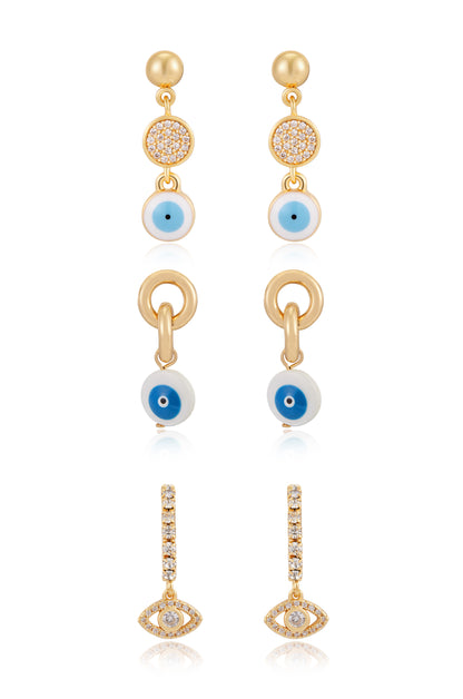 All Eyes on You 18k Gold Plated Earring Set front