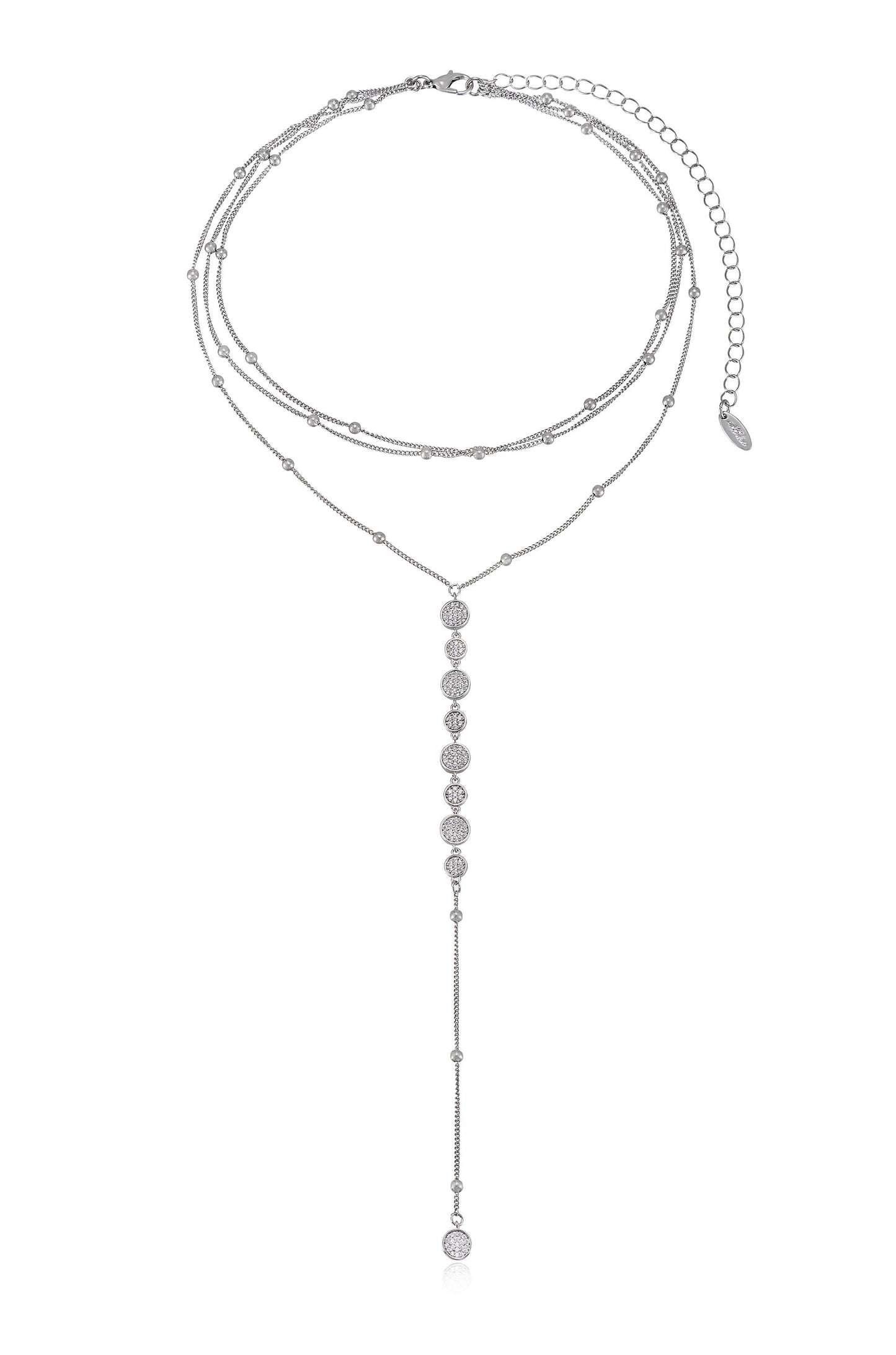 Bali Dreams Crystal Lariat Necklace in rhodium