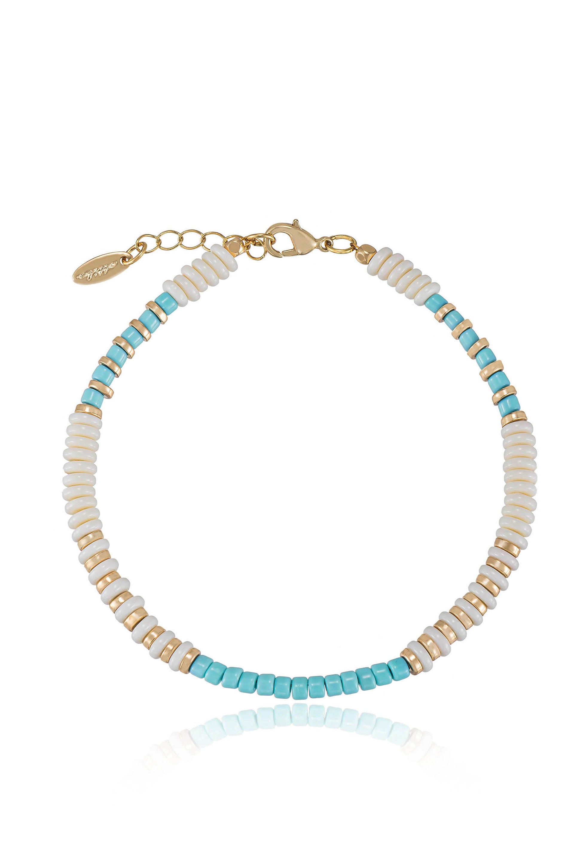 Ocean Tide Anklet in Turquoise and White