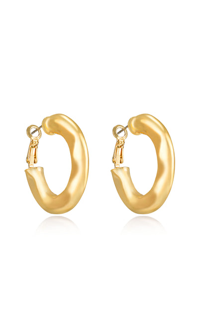 Soft Golden Textured 18k Gold Plated Hoop Earrings side