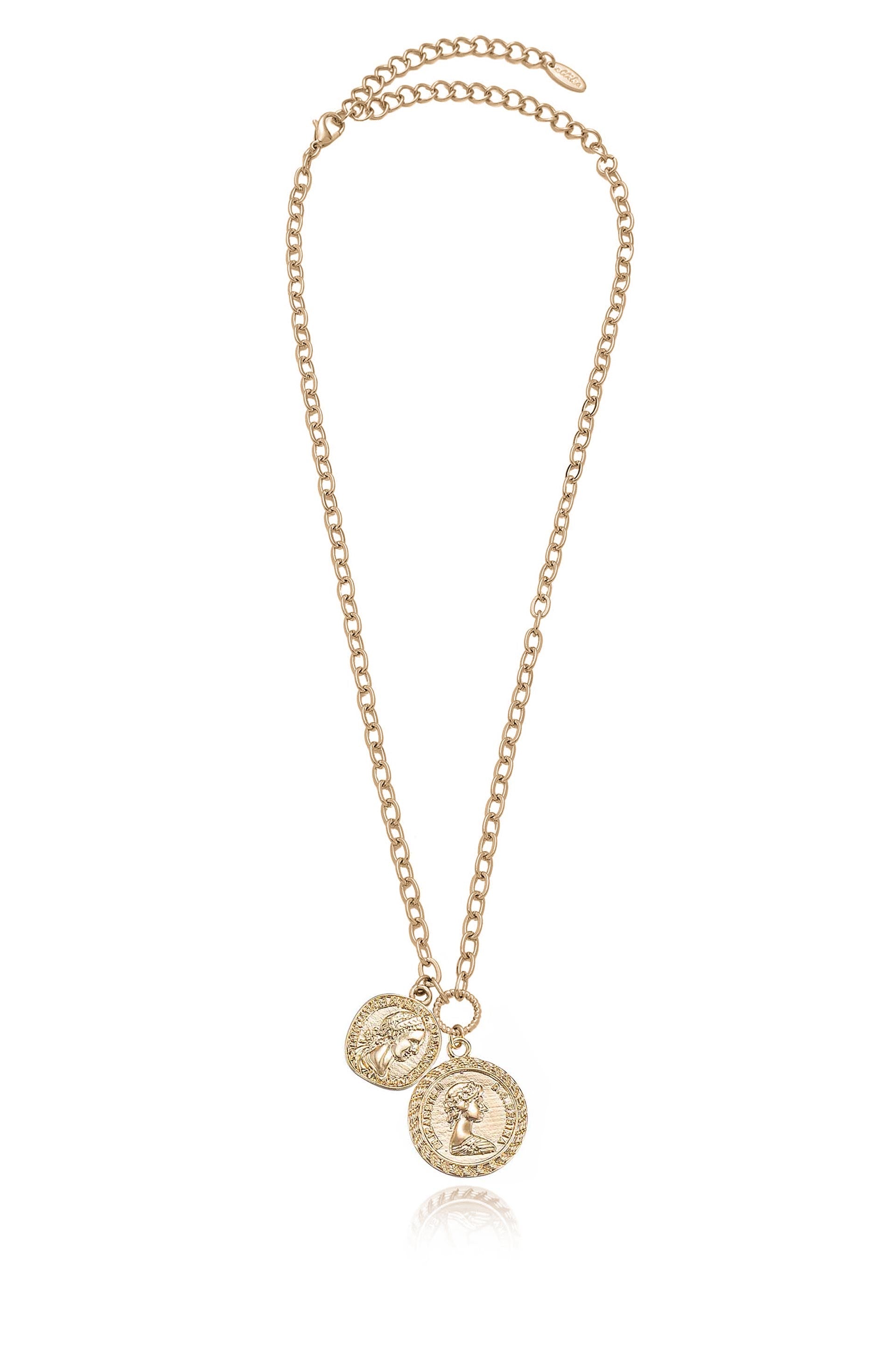 Evil Eye Double Coin Necklace- Gold | Luv Aj