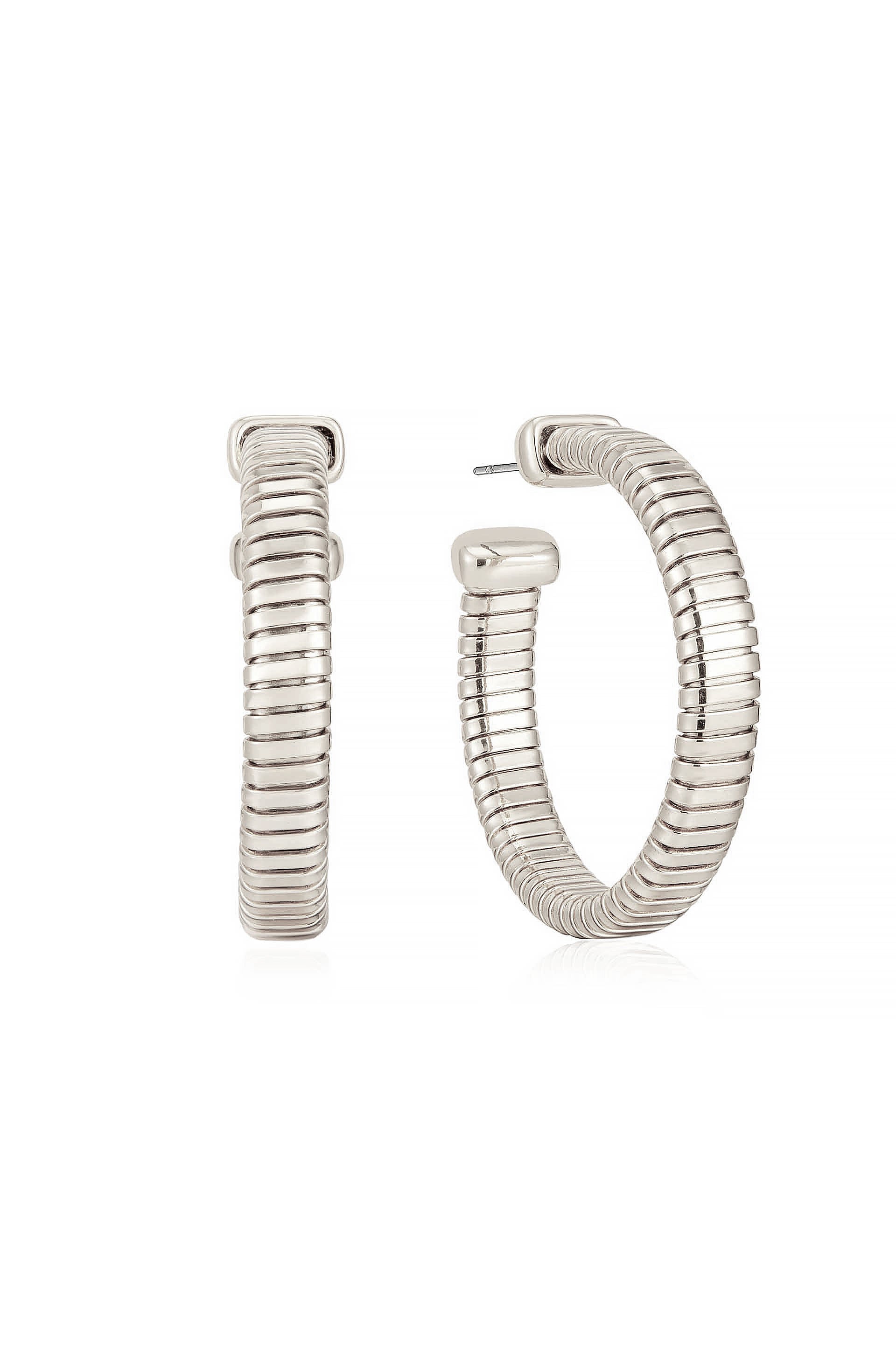 Your Essential Flex 18k Gold Plated Hoops in rhodium
