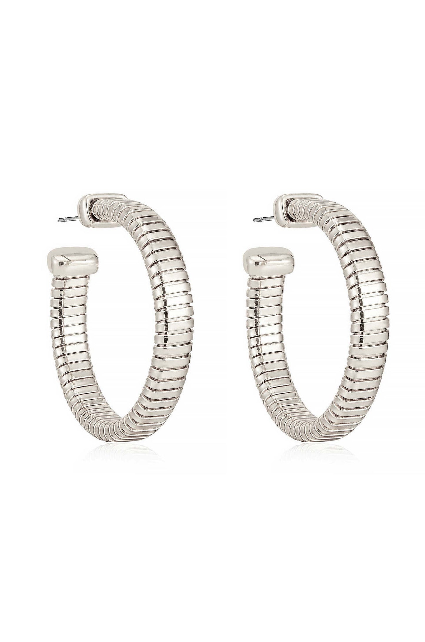 Your Essential Flex 18k Gold Plated Hoops in rhodium side