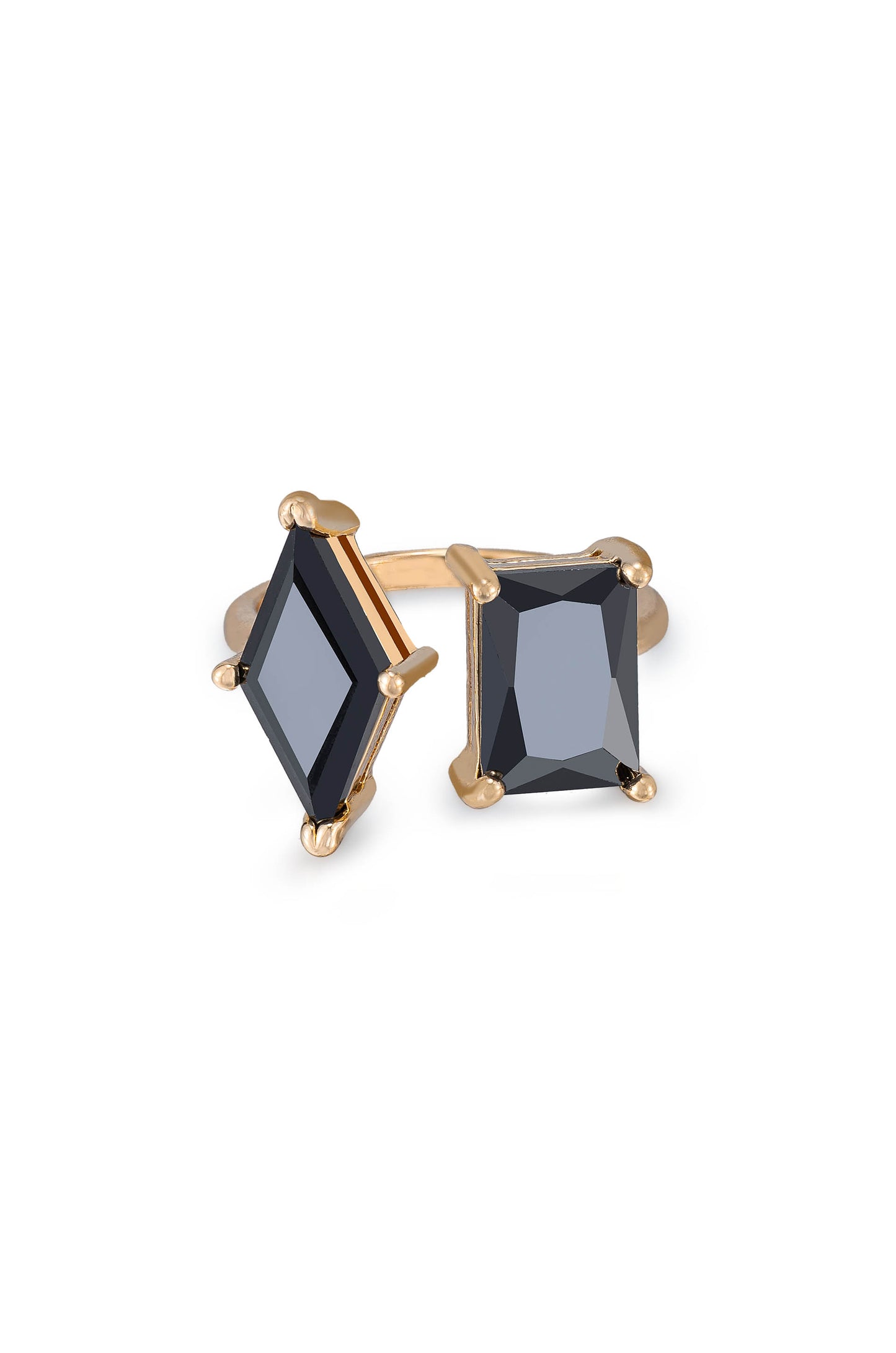 Geometric Statement 18k Gold Plated Ring in black