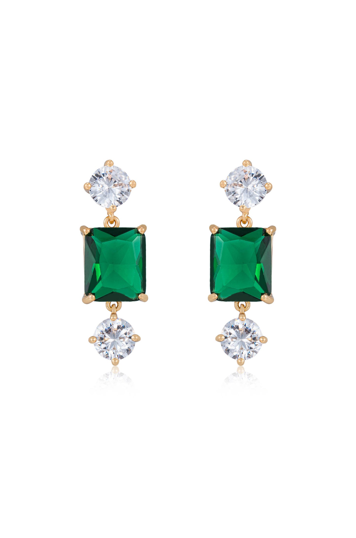 Emerald Beauty 18k Gold Plated Dangle Earrings