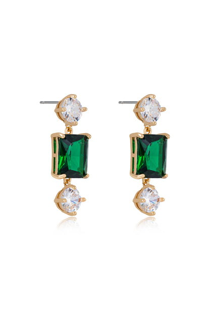 Emerald Beauty 18k Gold Plated Dangle Earrings side