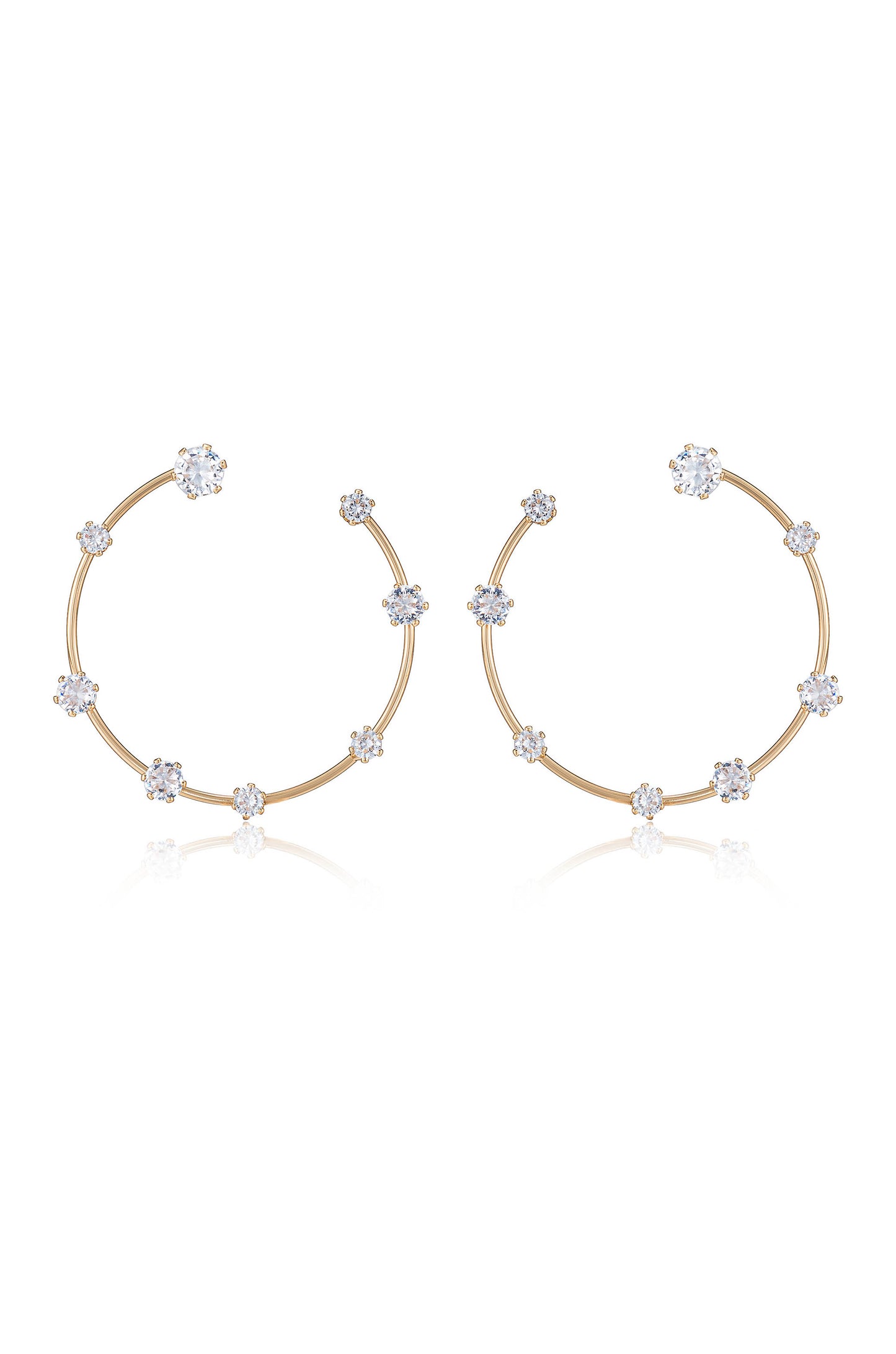 Celestial Large Wire & Crystal Ring 18k Gold Plated Earrings