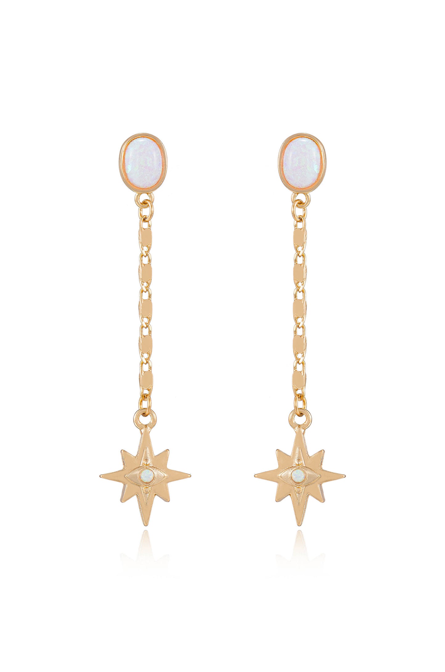 Celestial Opal Star Drop Earrings