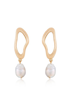 Open Circle Freshwater Pearl Earrings