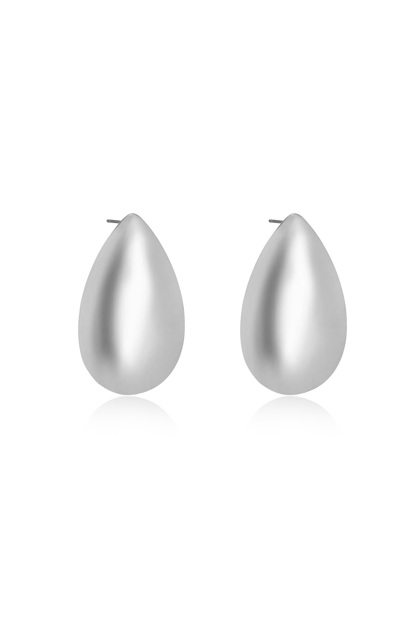 Statement Tear Drop Earrings in rhodium side view