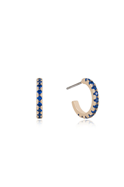 Colorful Crystal Huggie Earrings in sapphire