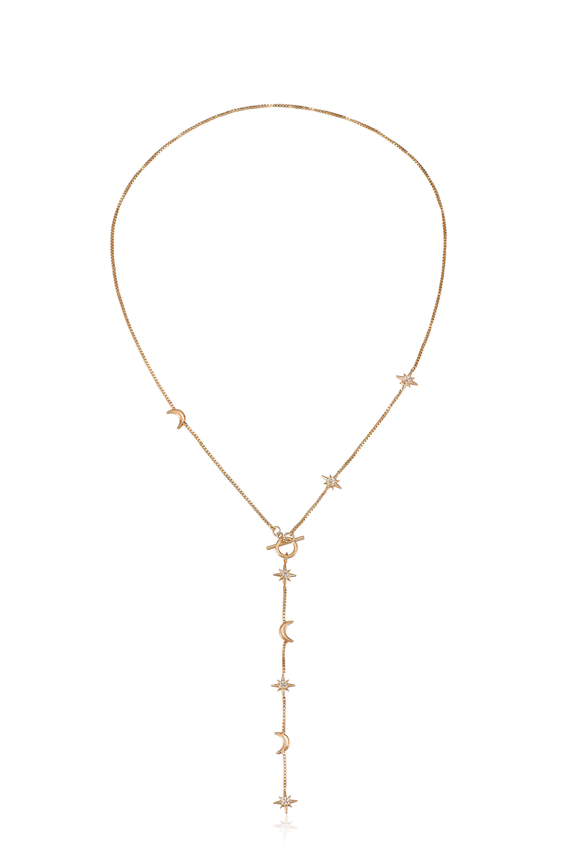 Delicate Celestial 18k Gold Plated Lariat Necklace full