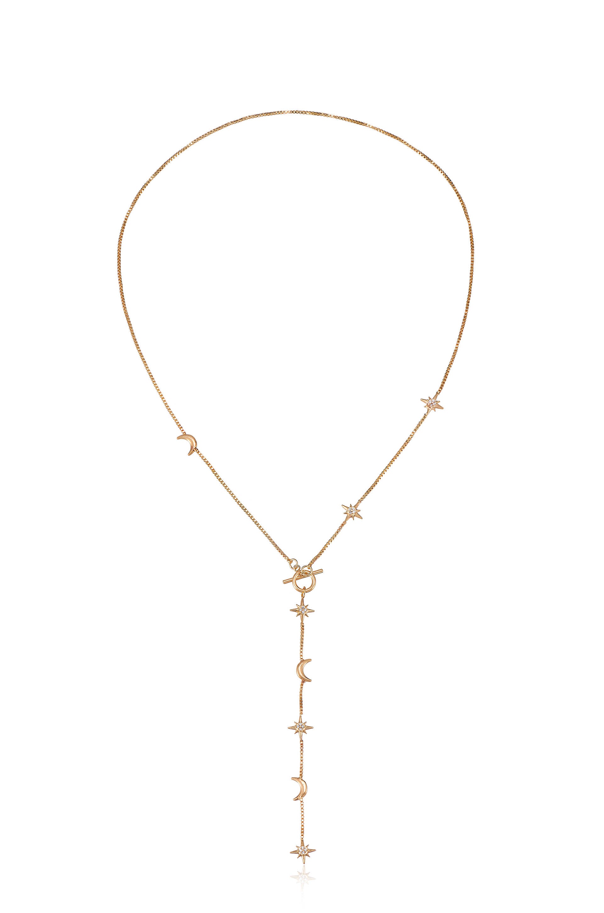 Delicate Celestial 18k Gold Plated Lariat Necklace full