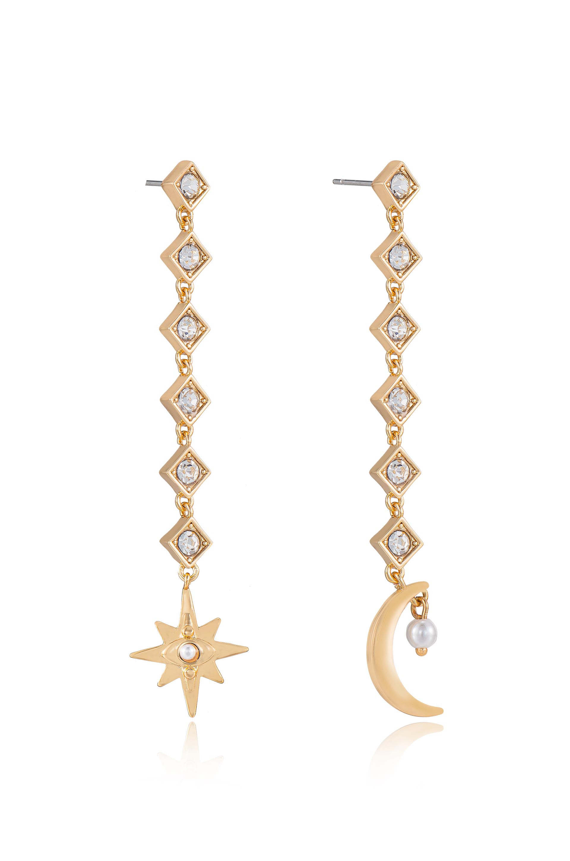 My Sun and Moon Crystal Drop 18k Gold Plated Earrings side