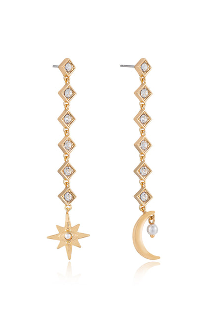 My Sun and Moon Crystal Drop 18k Gold Plated Earrings side