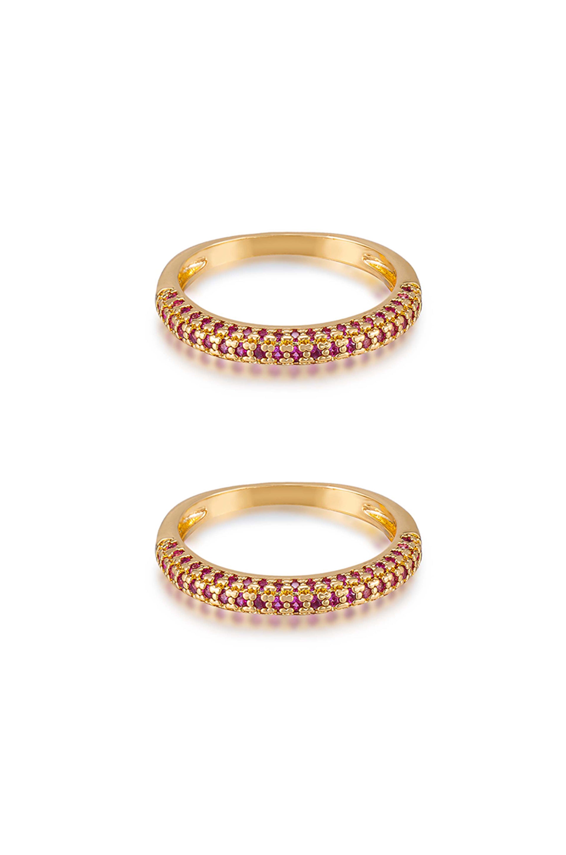 Simple Sparkle Band 18k Gold Plated Ring Set in ruby