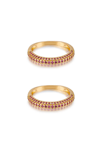 Simple Sparkle Band Ring Set in ruby