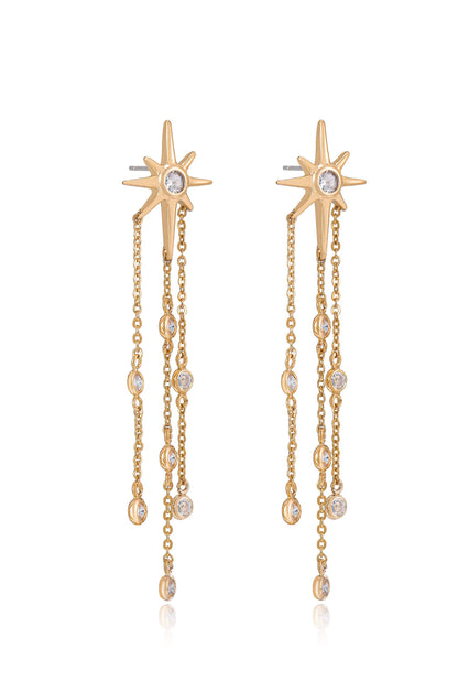 Shooting Star 18k Gold Plated Crystal Dangle Earrings side