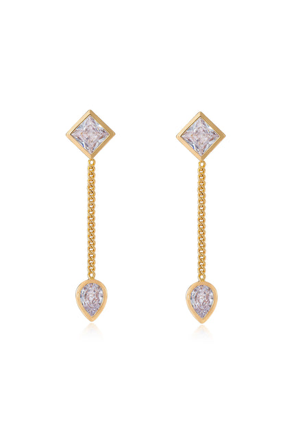 Bezel Crystal Shapes 18k Gold Plated Drop Earrings