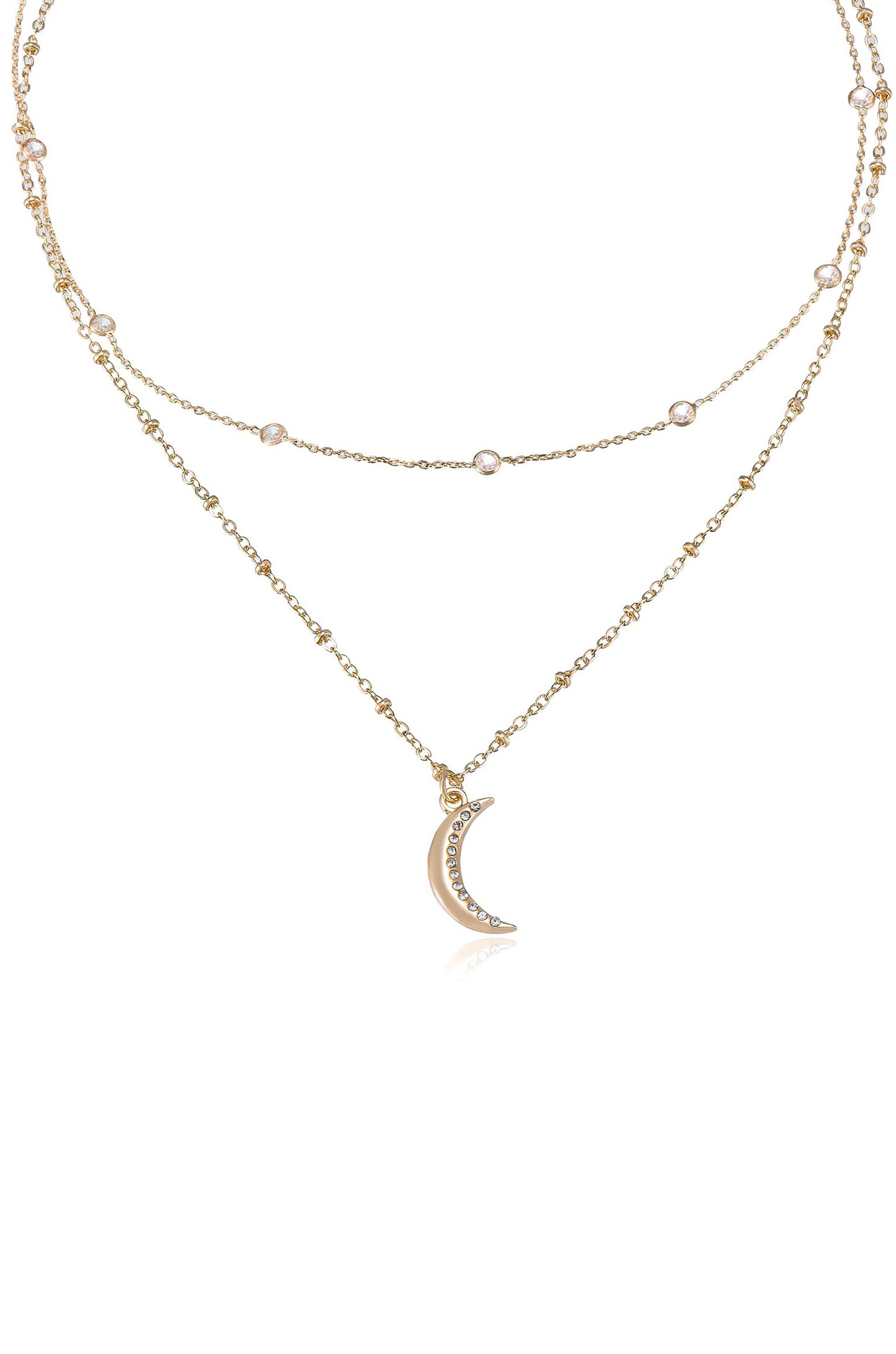 Crescent Moon Layered Pendant Necklace