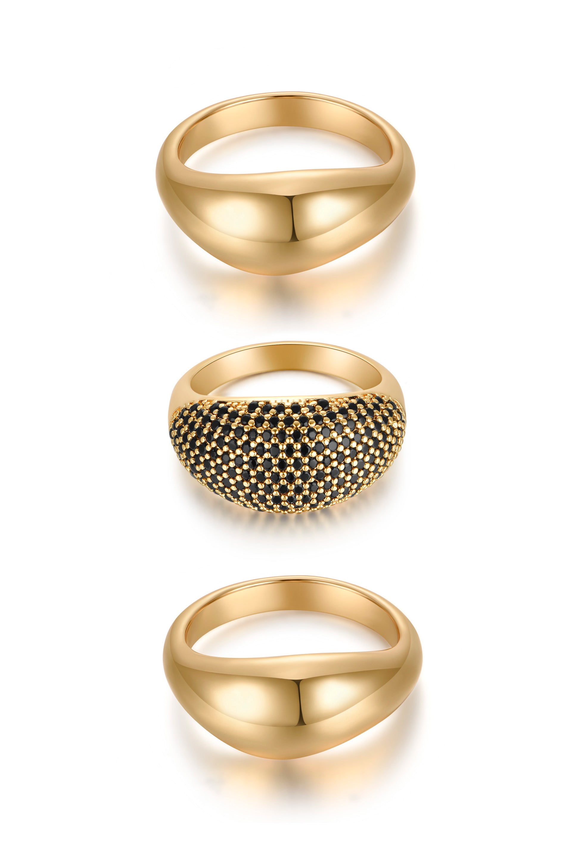 Timeless Glamour 18k Gold Plated Ring Set in black