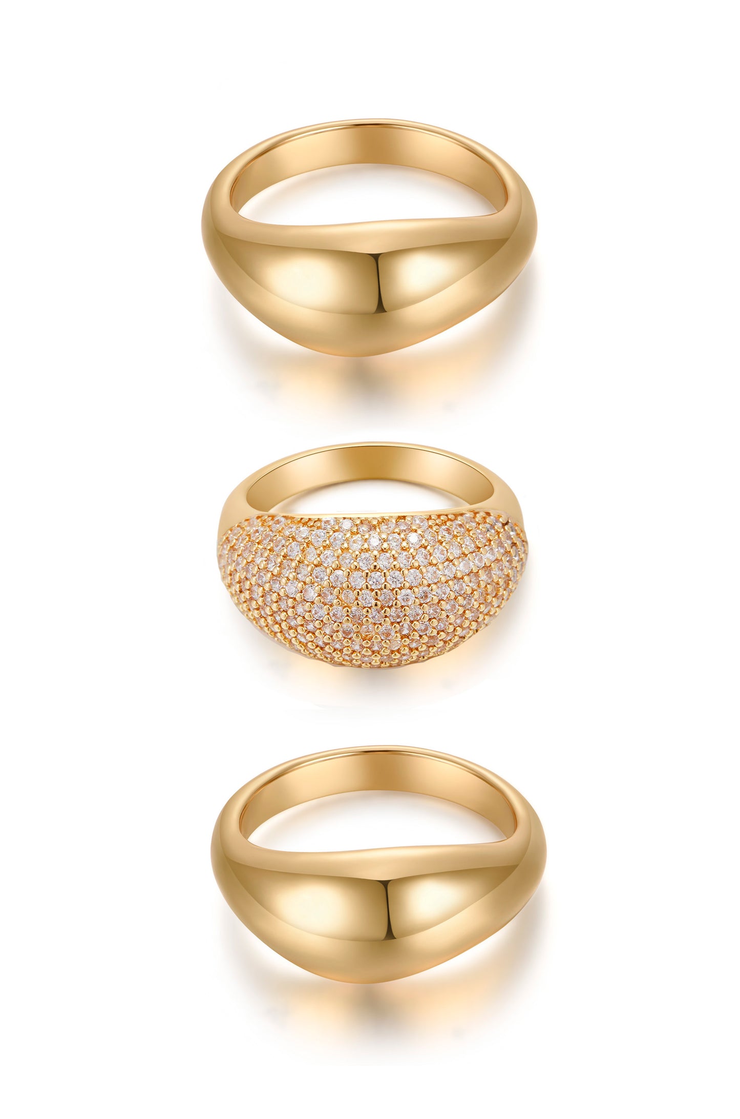 Timeless Glamour 18k Gold Plated Ring Set inclear