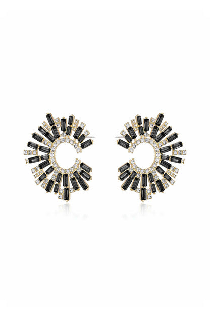 Opulent Crystal Stardust 18k Gold Plated Open Circle Earrings in black side
