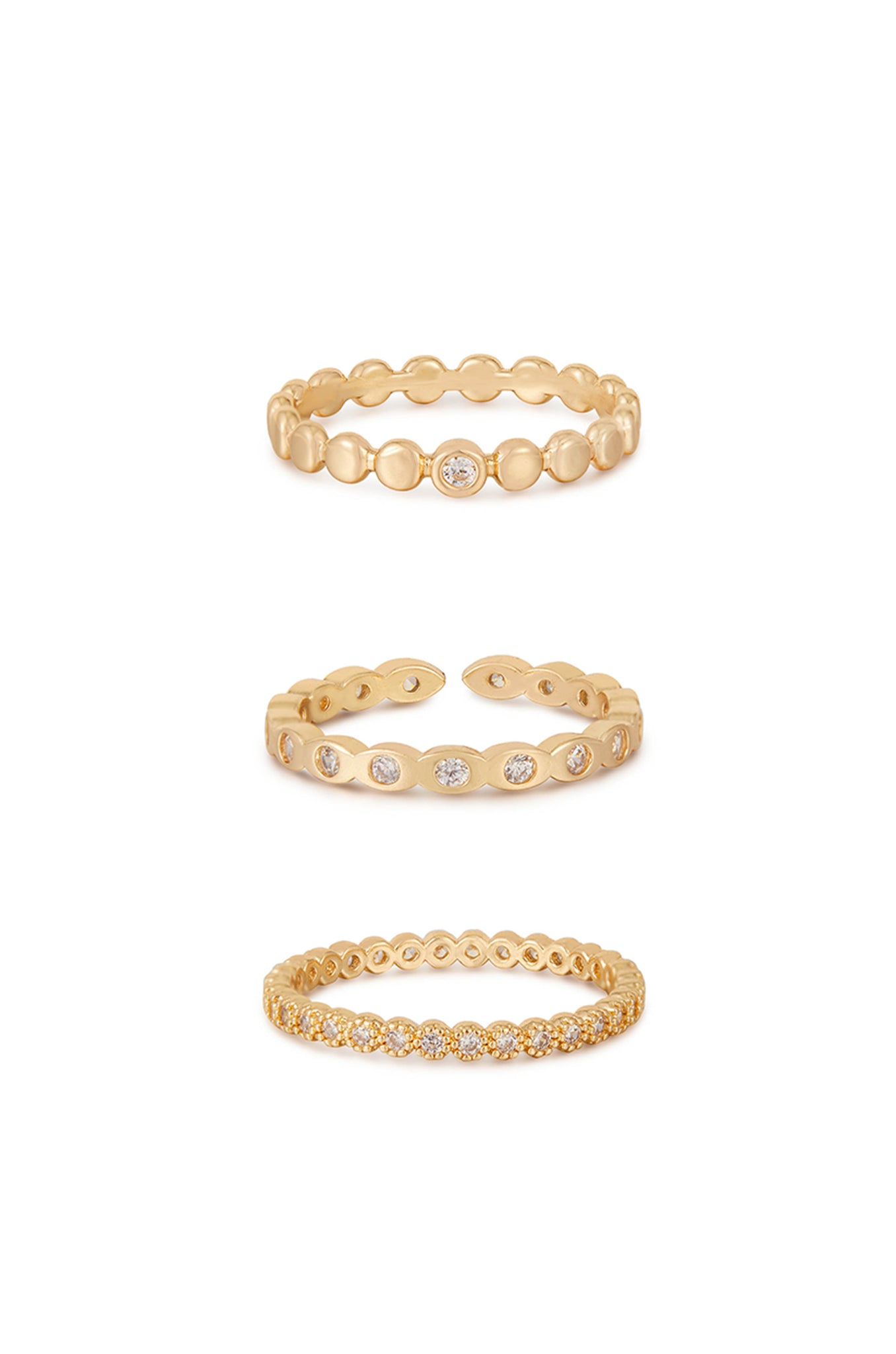 Small Bits of Bling Crystal and 18k Gold Plated Ring Set