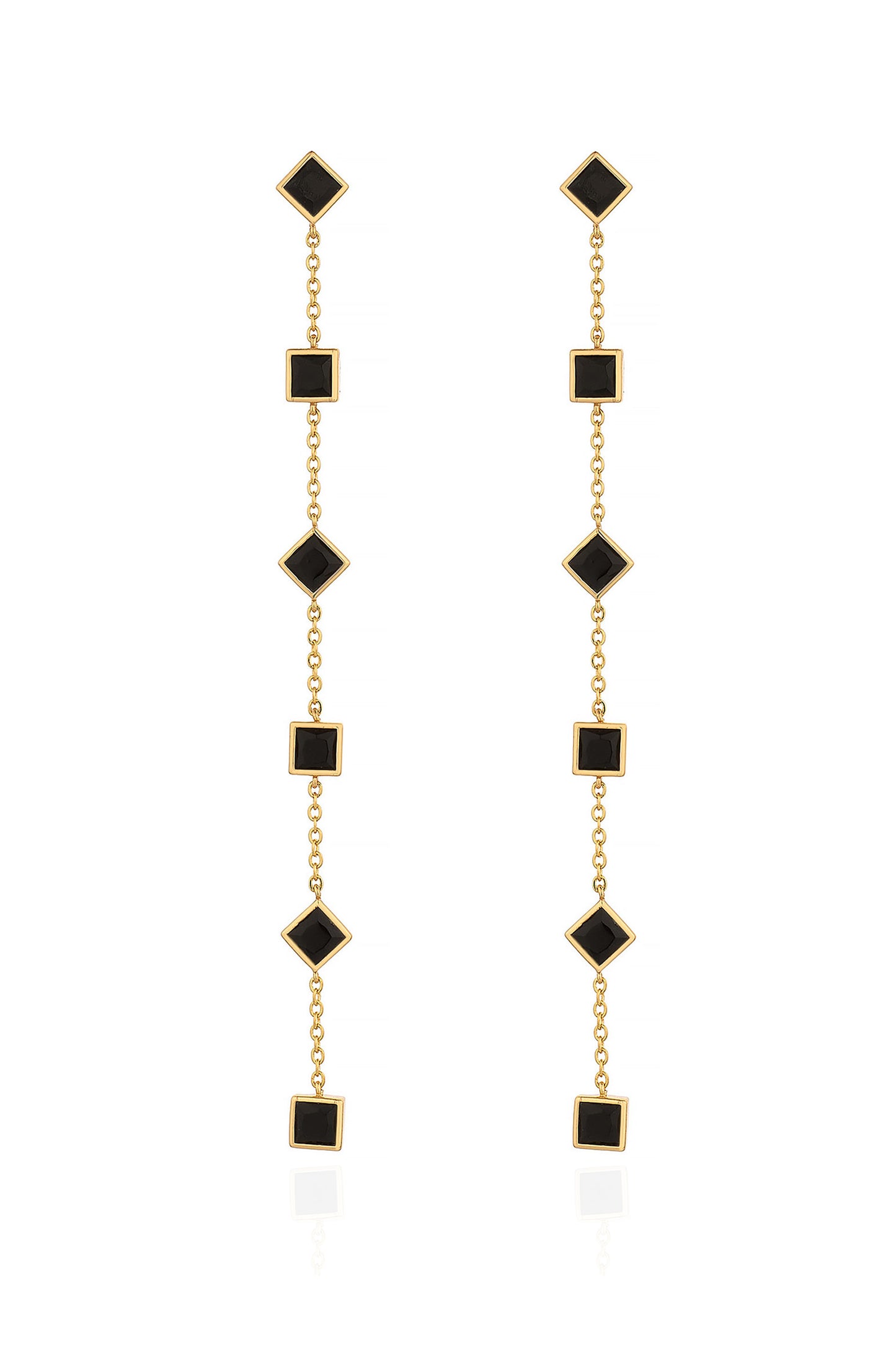 Geometric Linear 18k Gold Plated Earrings in black