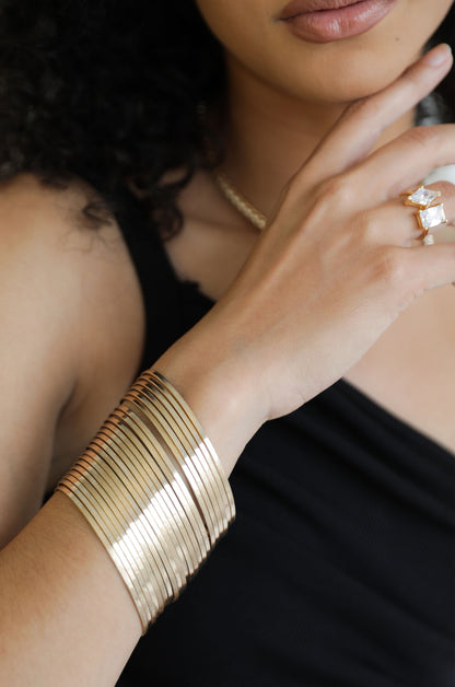 The Easy Cuff Stacked Bracelet on model