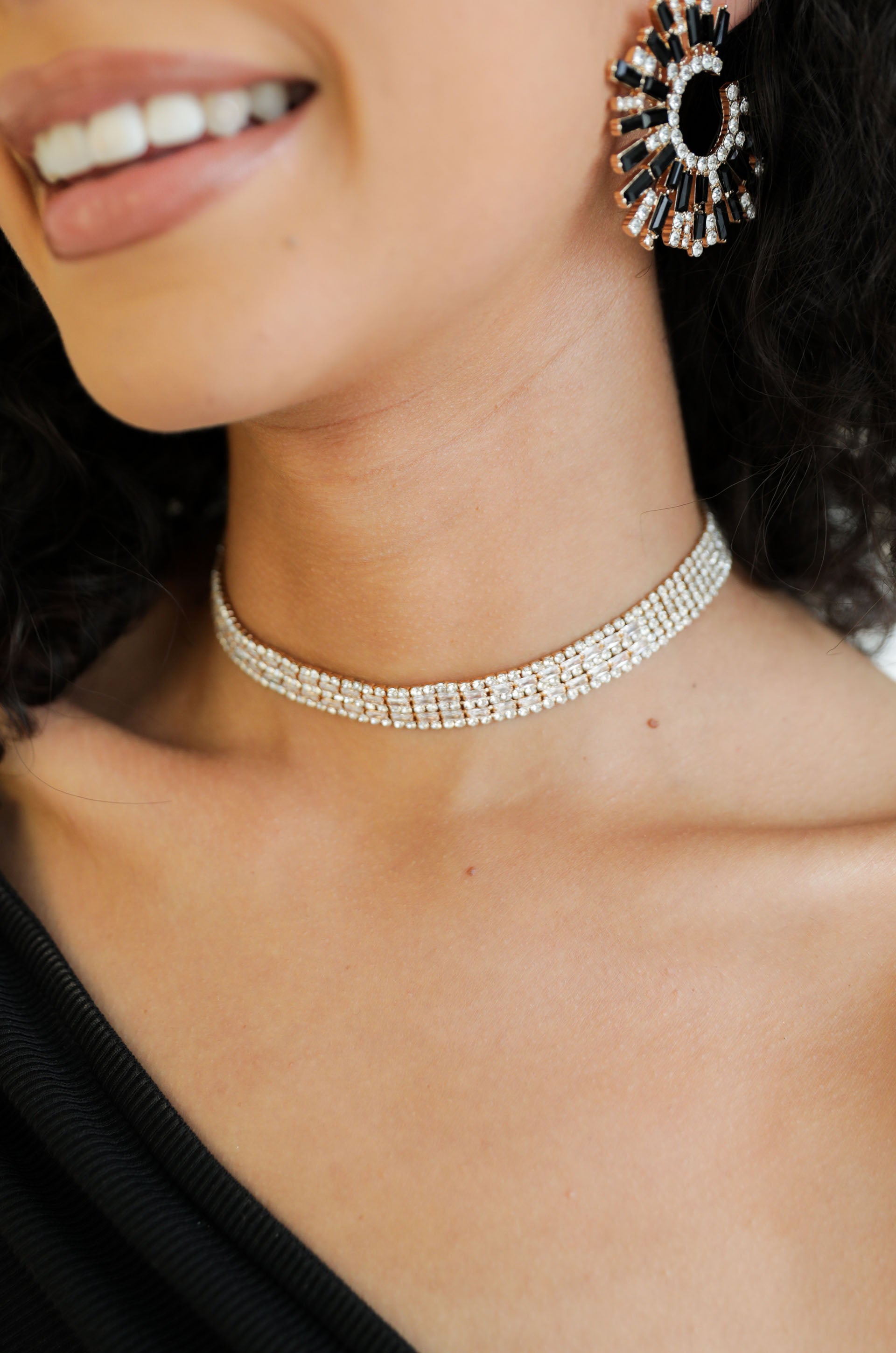 Glitz and Glam Crystal 18k Gold Plated Choker on model