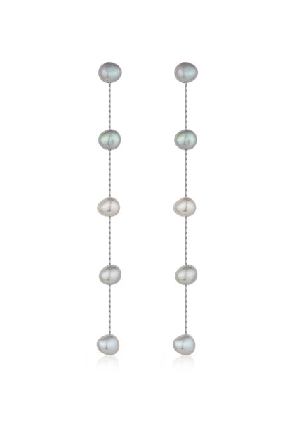 Dripping Pearl Delicate Drop Earrings in grey