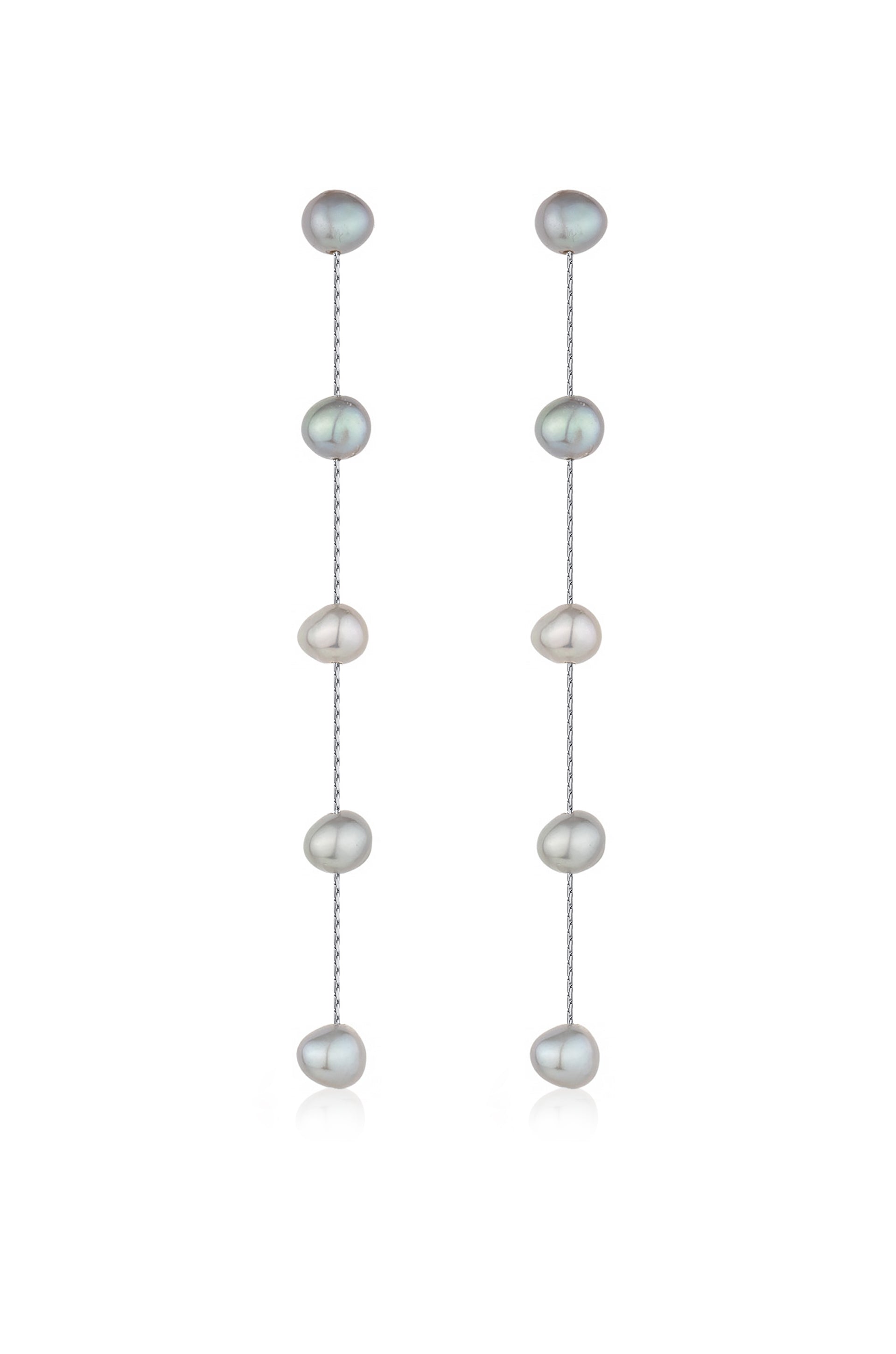 Dripping Pearl Delicate Drop Earrings in grey