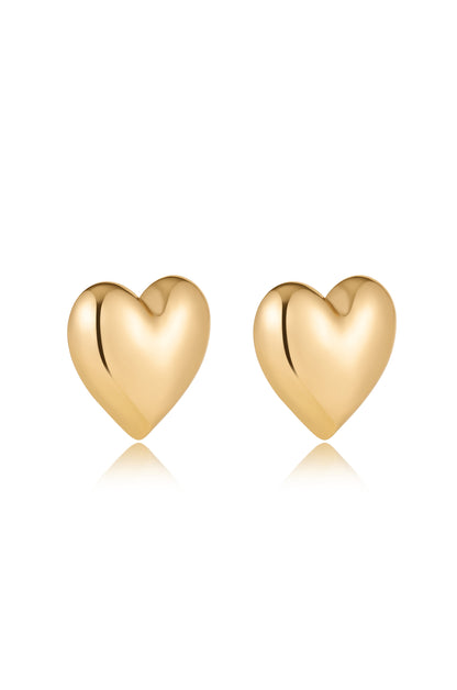 18k Gold Plated Heart Stud Earrings side