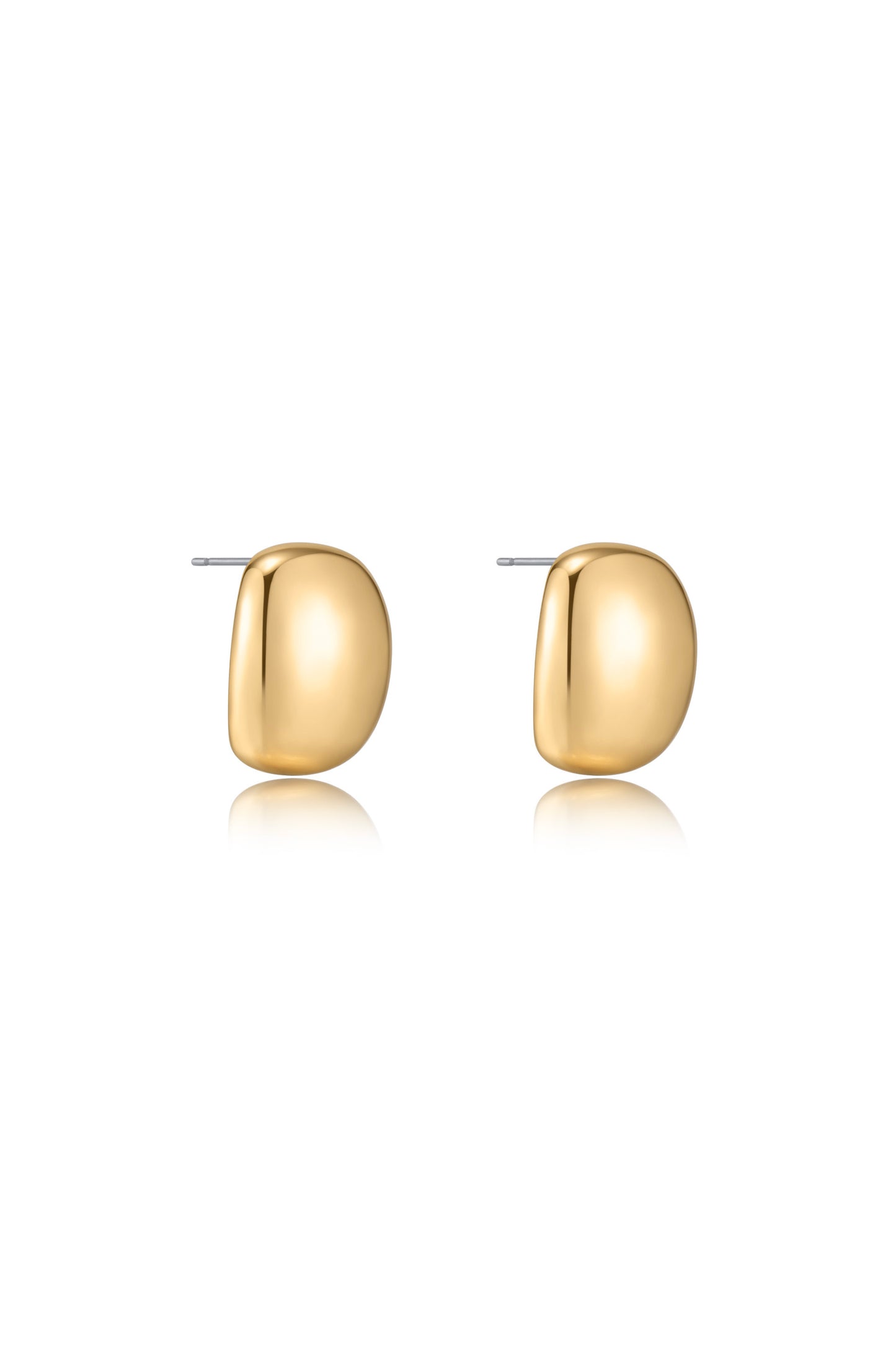 Minimal Curved Square Stud Earrings in gold side view