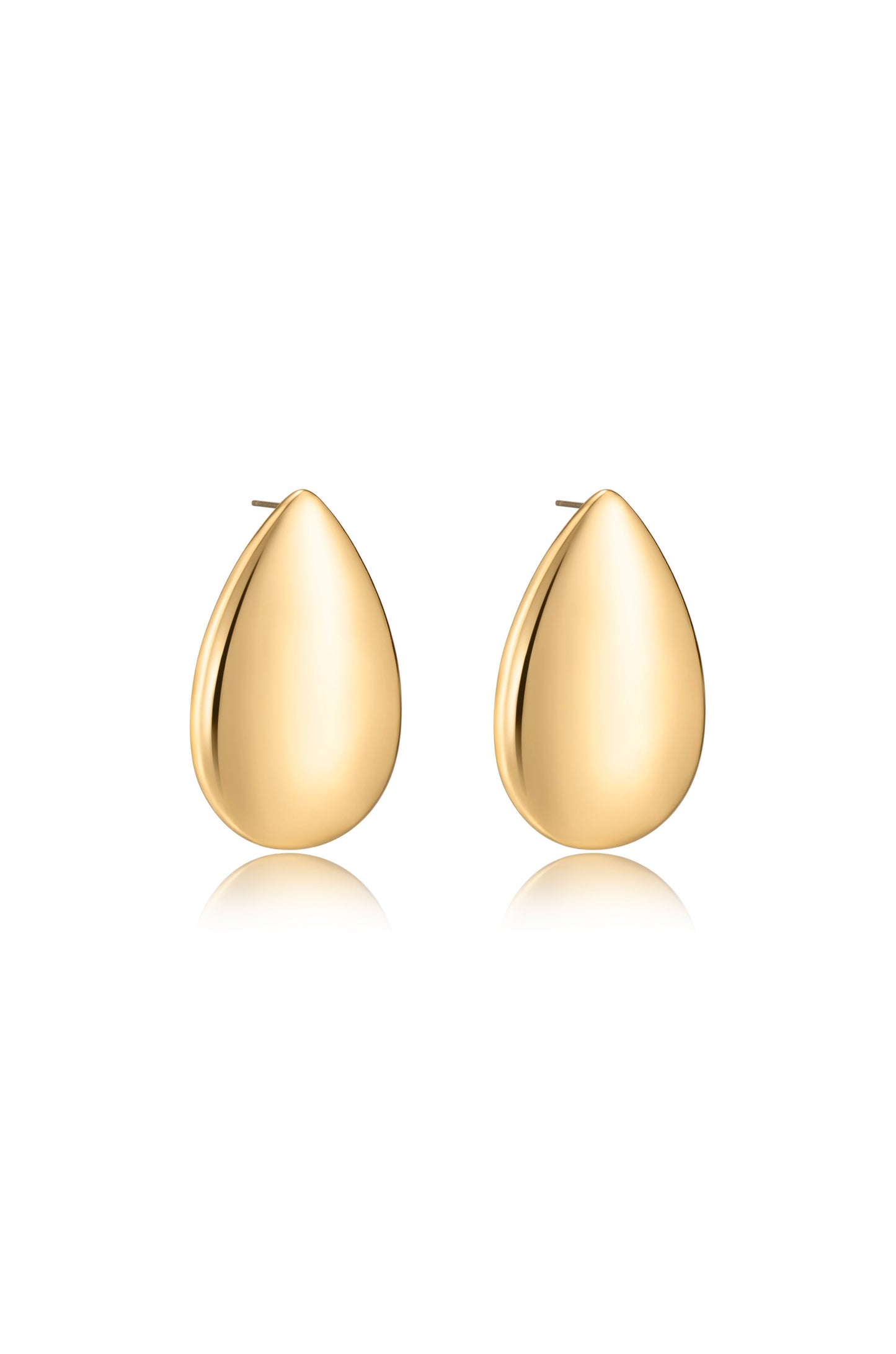 Statement Tear Drop Earrings in gold side view