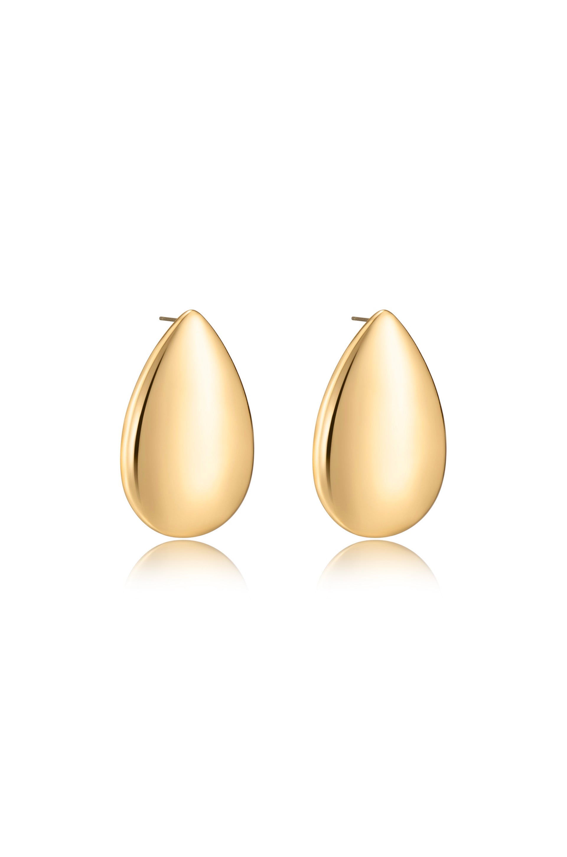 Statement Tear Drop Earrings in gold side view