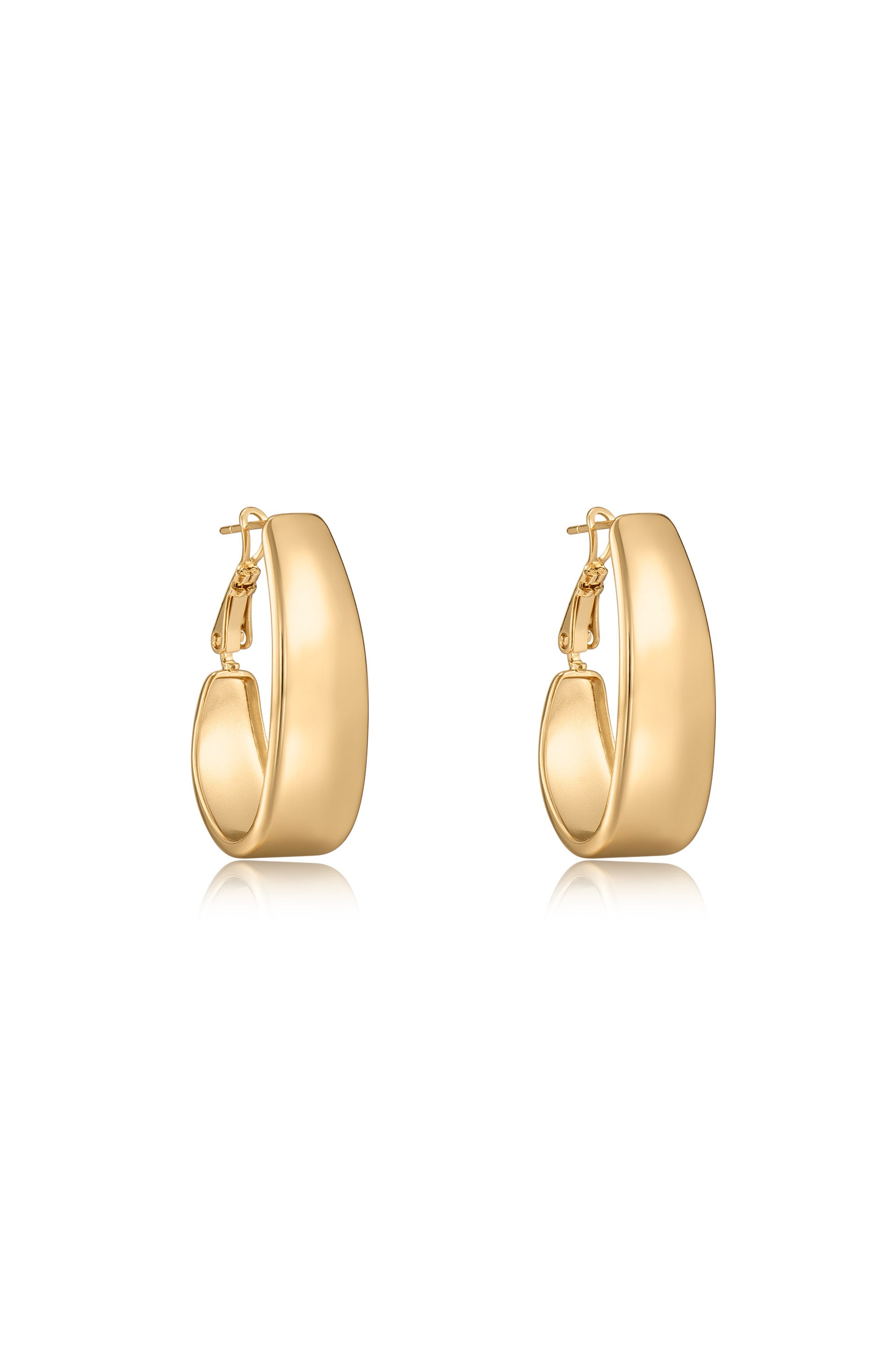 Smooth 18k Gold Plated Hoop Earrings side