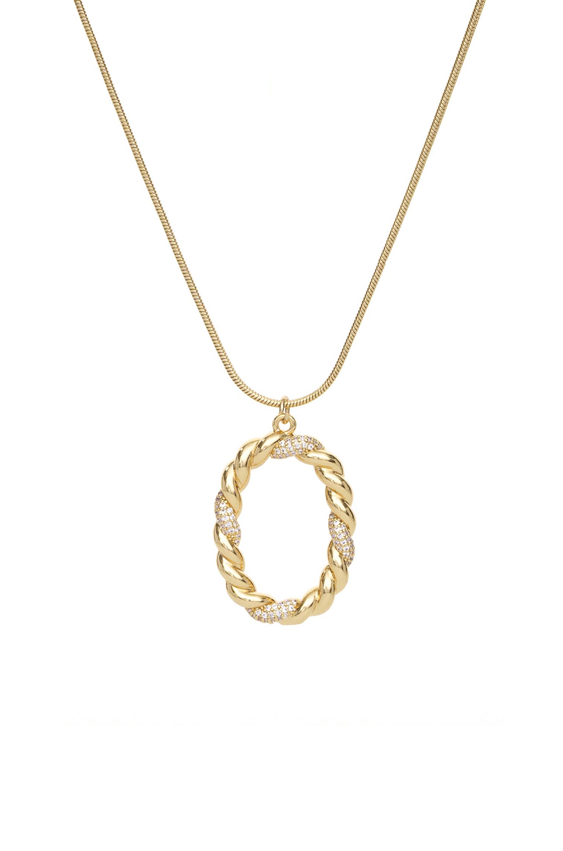 Twisted Crystal Initial 18k Gold Plated Necklace letter O