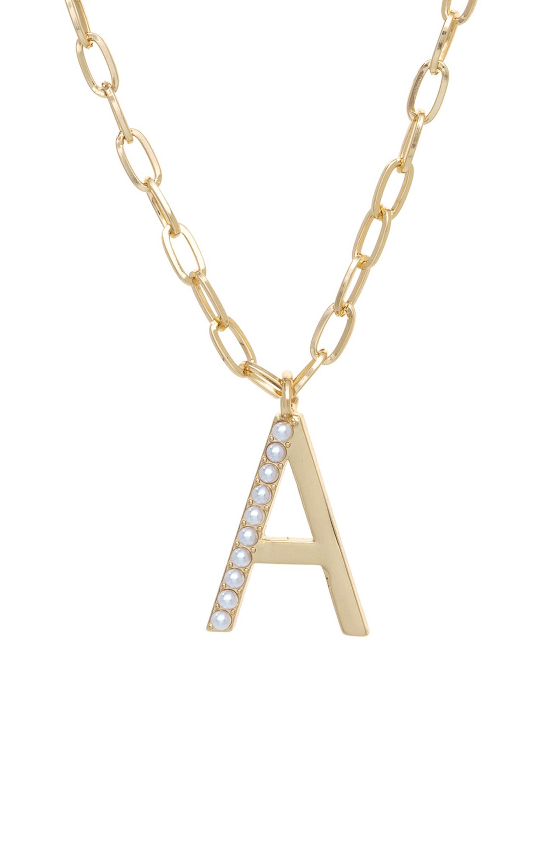 Pearl Initial 18k Gold Plated Necklace letter A