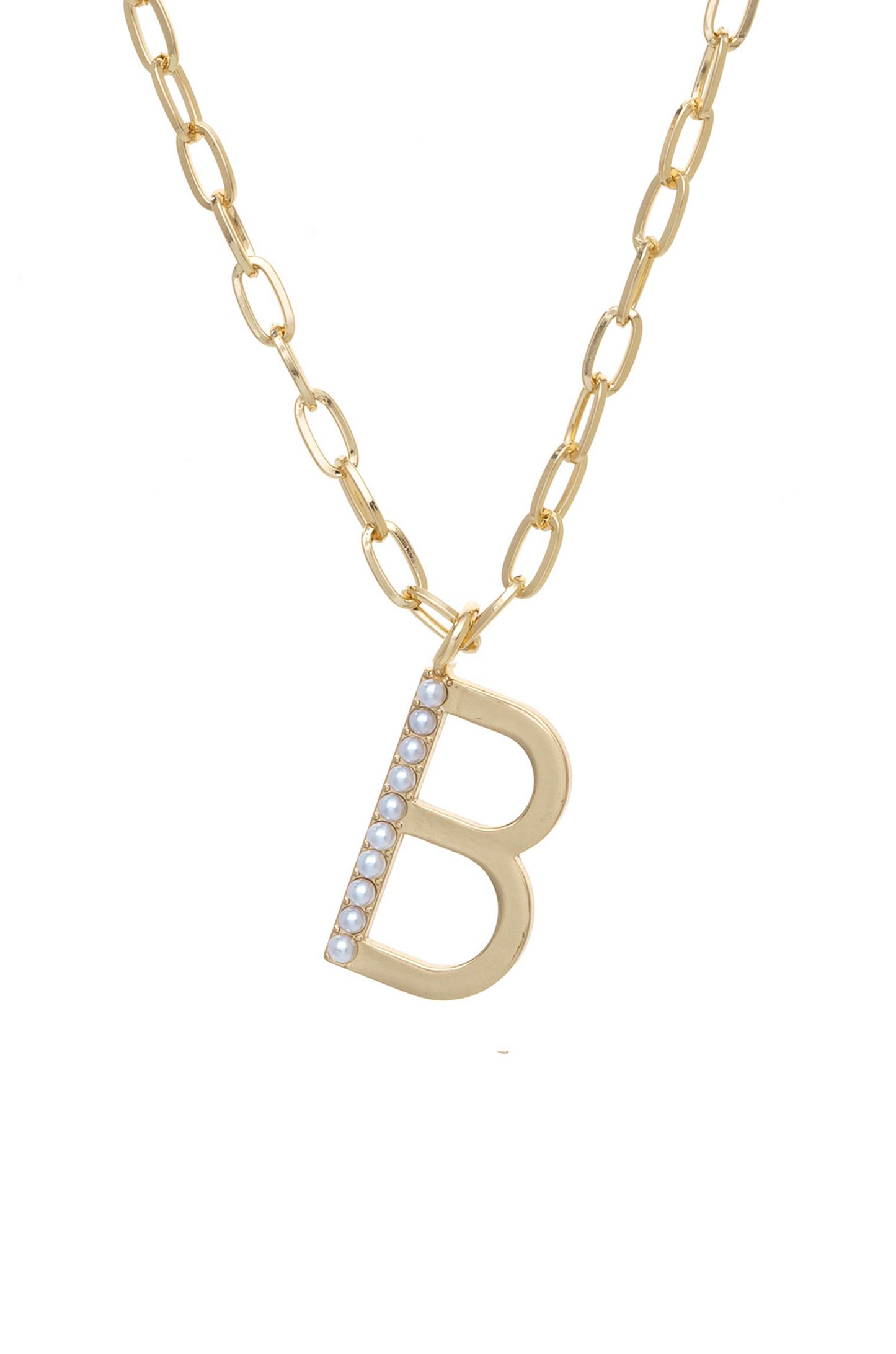 Pearl Initial 18k Gold Plated Necklace letter B