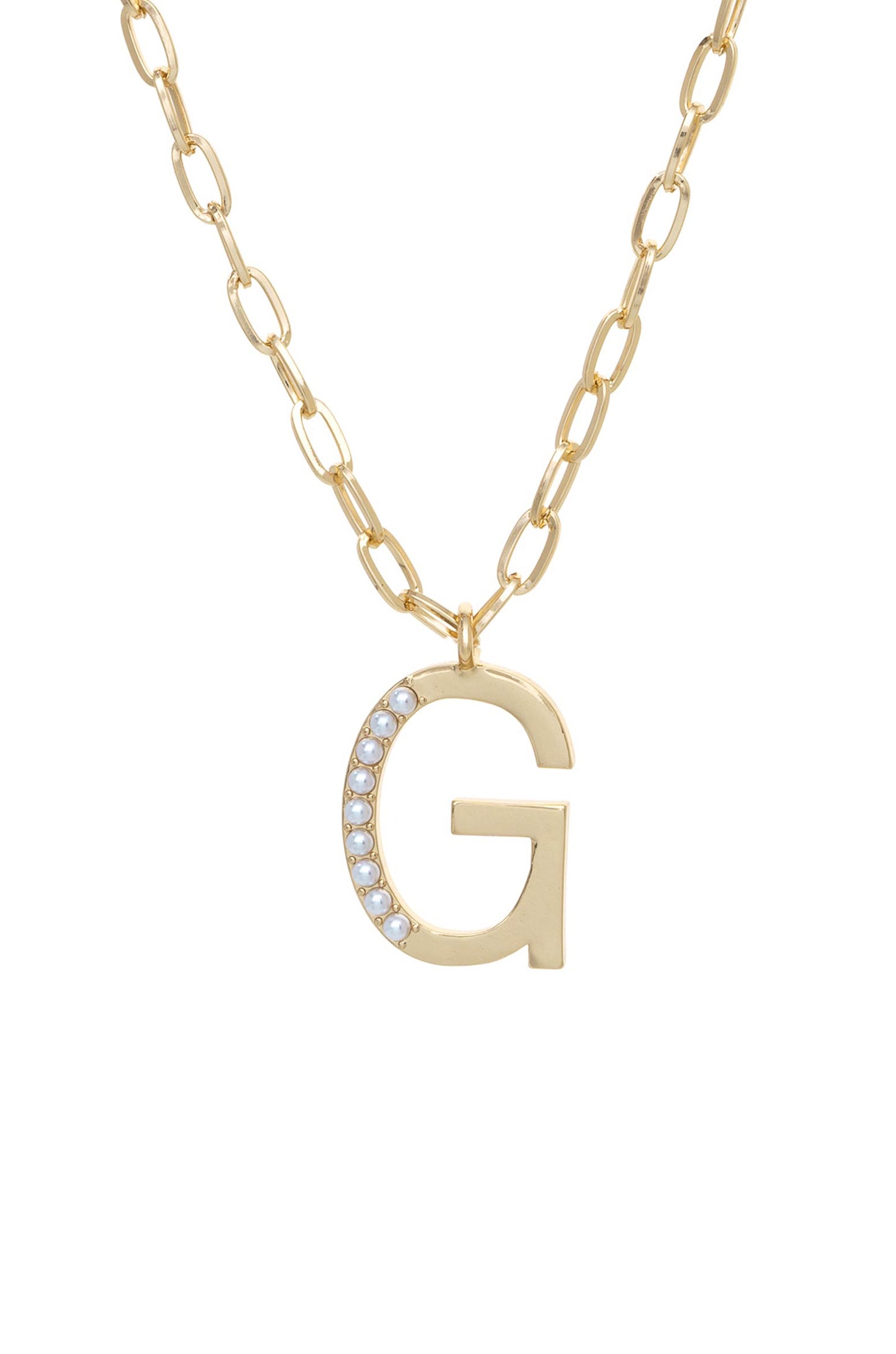 Pearl Initial 18k Gold Plated Necklace letter G