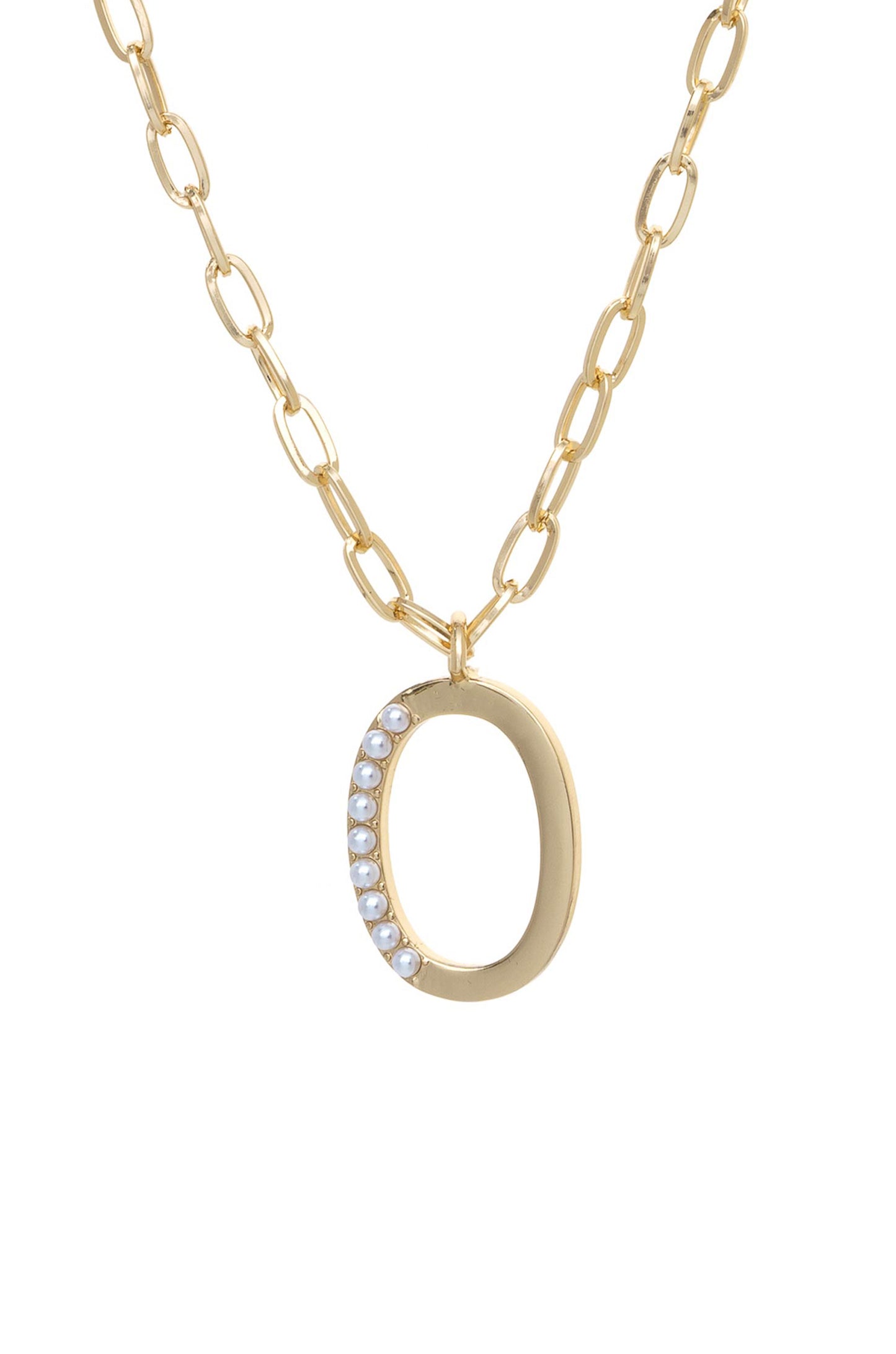 Pearl Initial 18k Gold Plated Necklace letter O