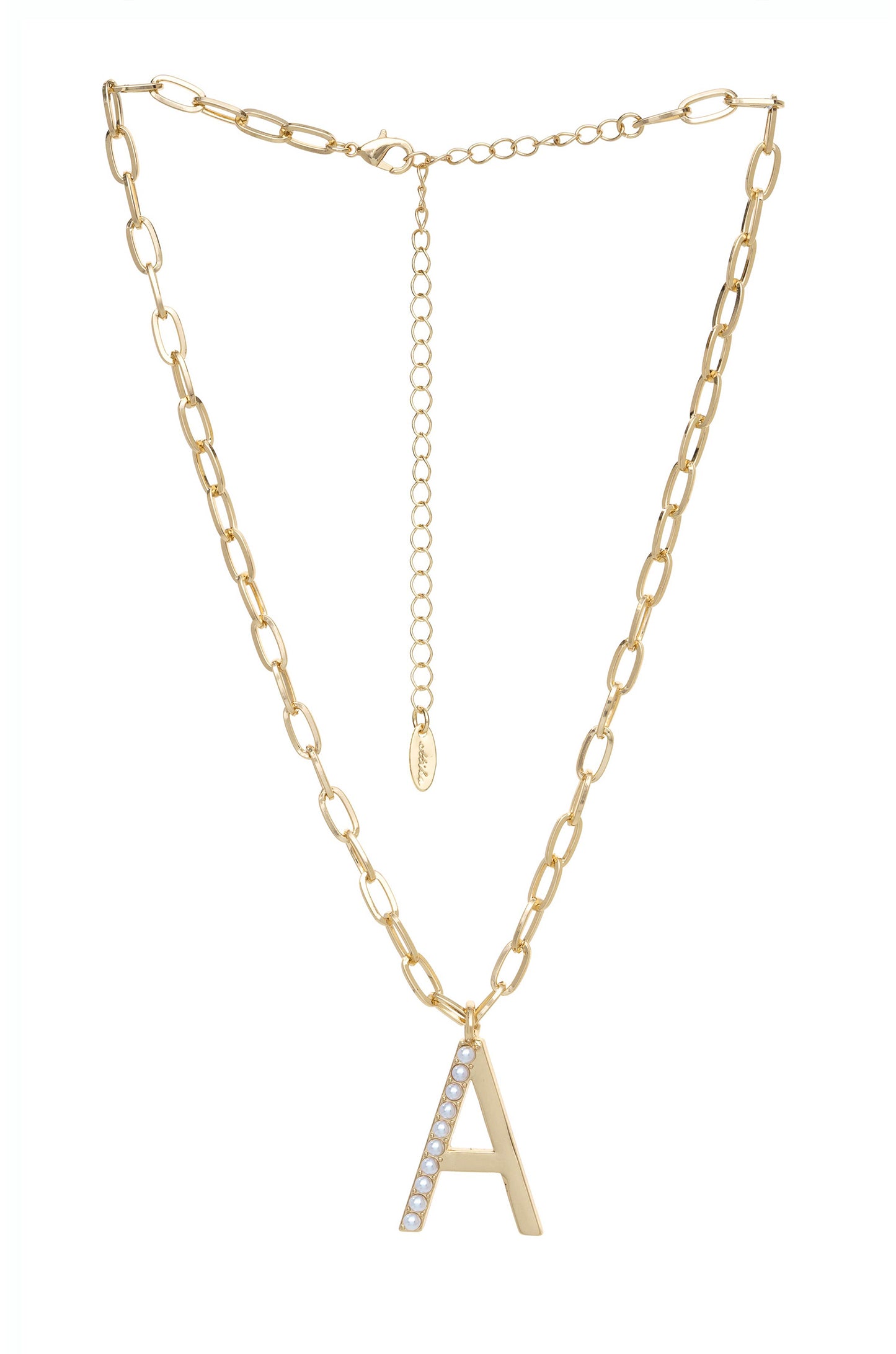 Pearl Initial 18k Gold Plated Necklace letter A full