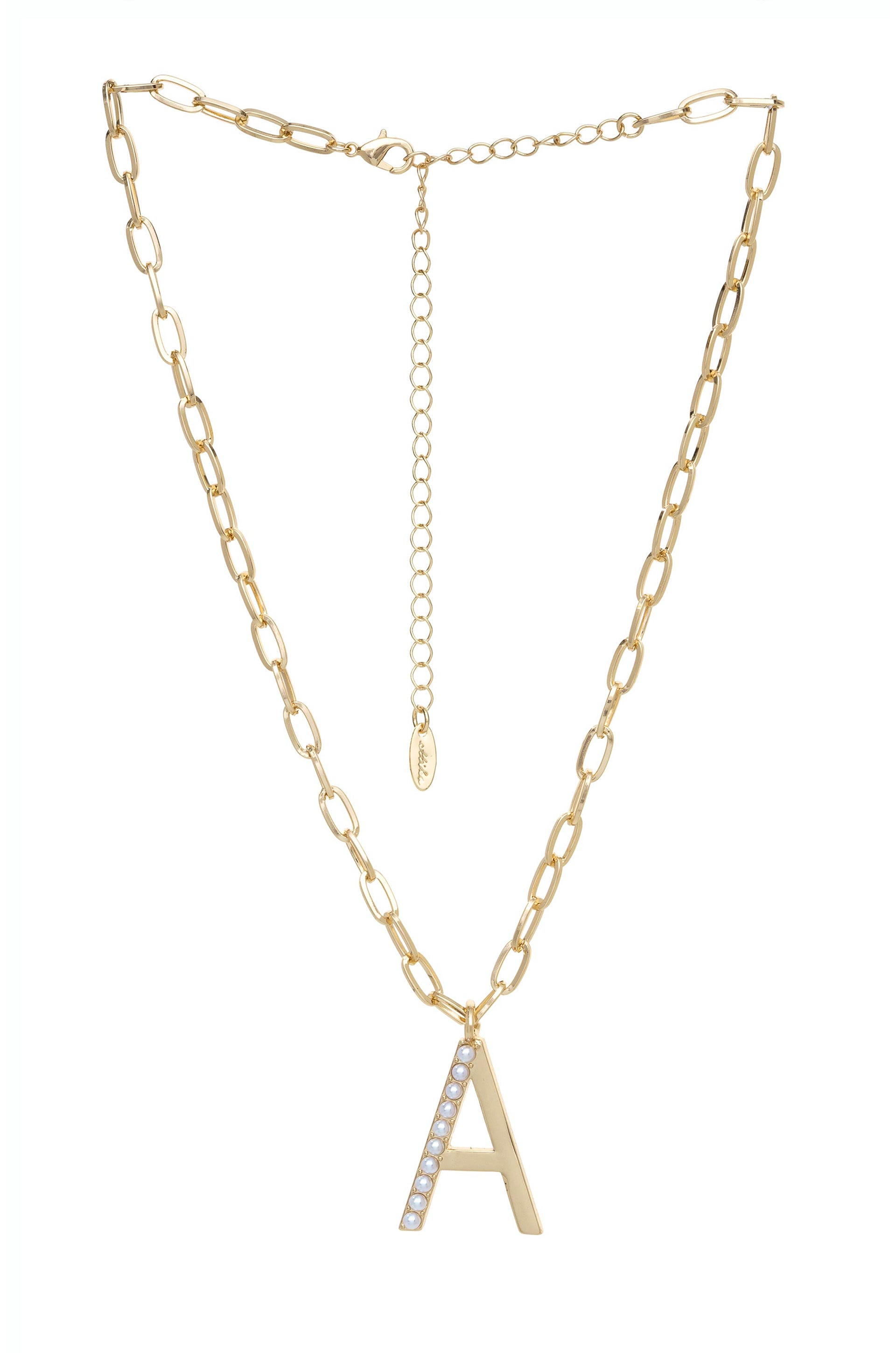 Pearl Initial 18k Gold Plated Necklace letter A full
