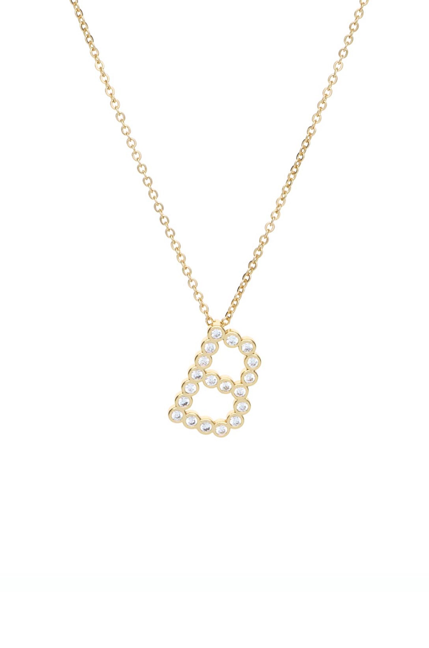 Simple Crystal Initial 18k Gold Plated Necklace letter B