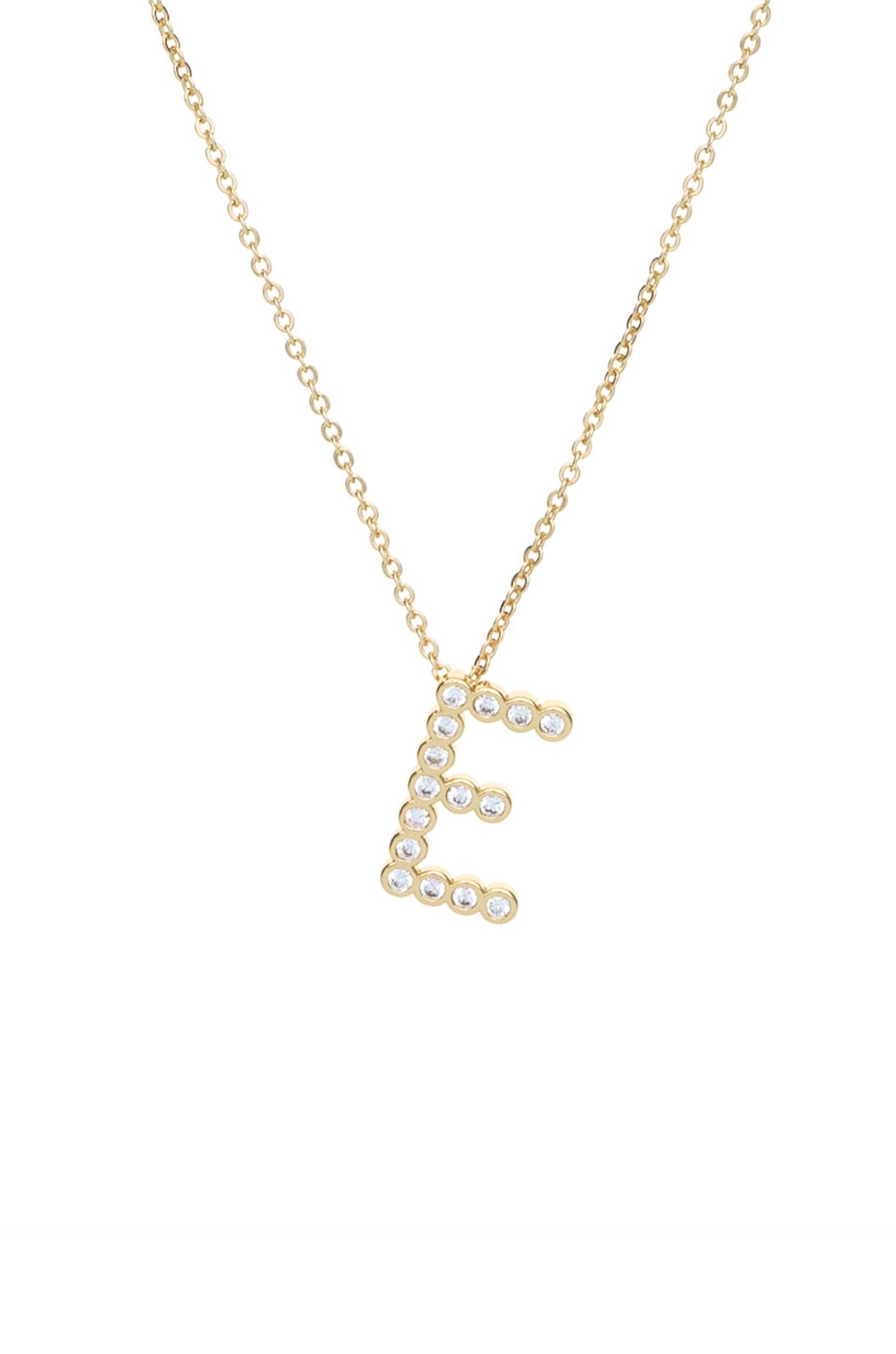 Simple Crystal Initial 18k Gold Plated Necklace letter E