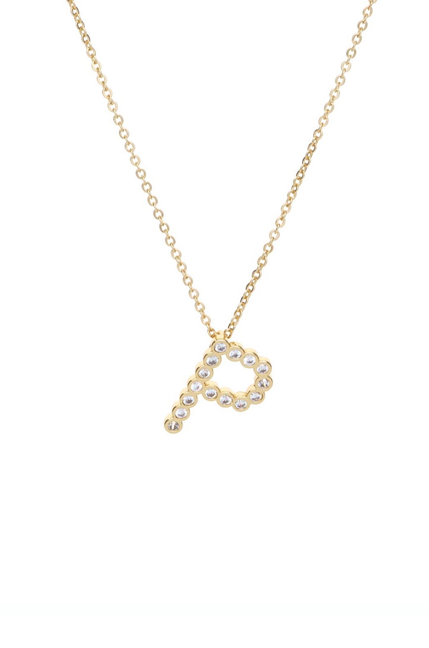 Simple Crystal Initial 18k Gold Plated Necklace letter P