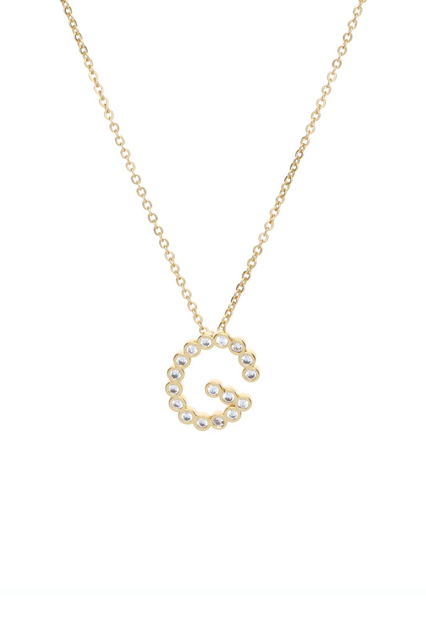 Simple Crystal Initial 18k Gold Plated Necklace letter G