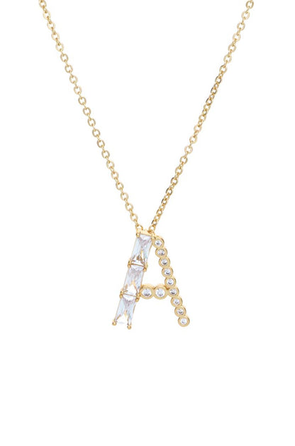 Mixed Crystal Initial 18k Gold Plated Necklace letter A
